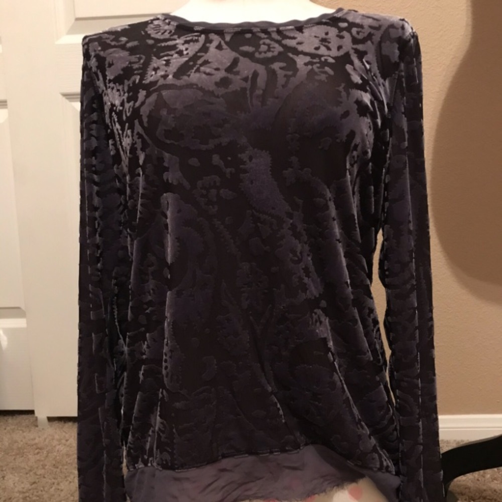 VERA WANG Velvet & Lace Deep Purple Blouse - SzL